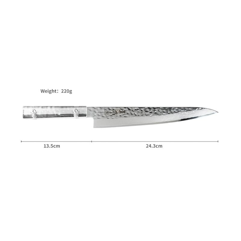 Shinbu Japanese Yanagiba Sushi Knife – 9.6" AUS-10 Stainless Steel Blade with Damascus Craftsmanship & Crystal ABS Handle | Ultra Sharp for Sashimi & Sushi