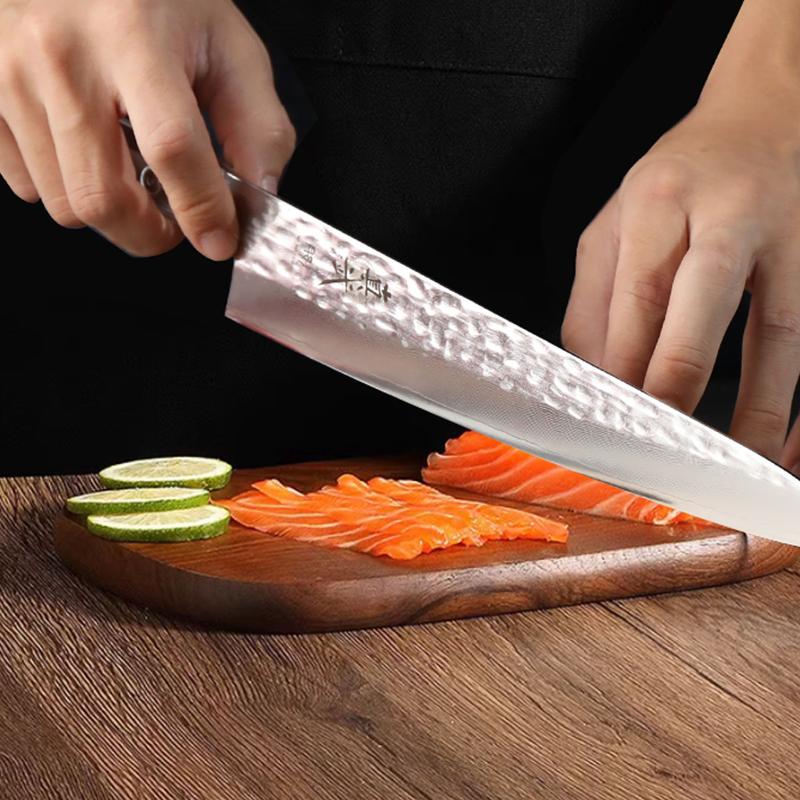 Shinbu Japanese Yanagiba Sushi Knife – 9.6" AUS-10 Stainless Steel Blade with Damascus Craftsmanship & Crystal ABS Handle | Ultra Sharp for Sashimi & Sushi