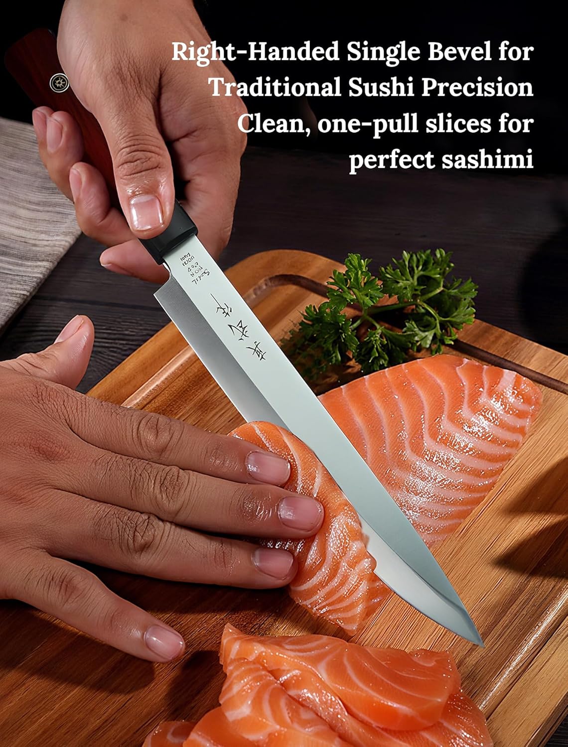 Shinbu 8” Yanagiba – 14C28N Sandvik Steel, 4mm Thick Blade, Traditional Single Bevel for Sushi & Sashimi