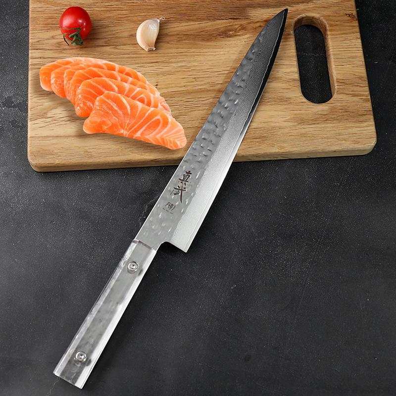 Shinbu Japanese Yanagiba Sushi Knife – 9.6" AUS-10 Stainless Steel Blade with Damascus Craftsmanship & Crystal ABS Handle | Ultra Sharp for Sashimi & Sushi