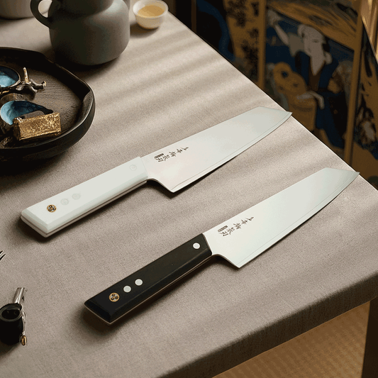 Shinbu Japanese San-Mai Kirituke Knife – Triple-Layer Steel, Matte Finish, G10 Handle, Ultra-Sharp Sashimi & Slicing Knife