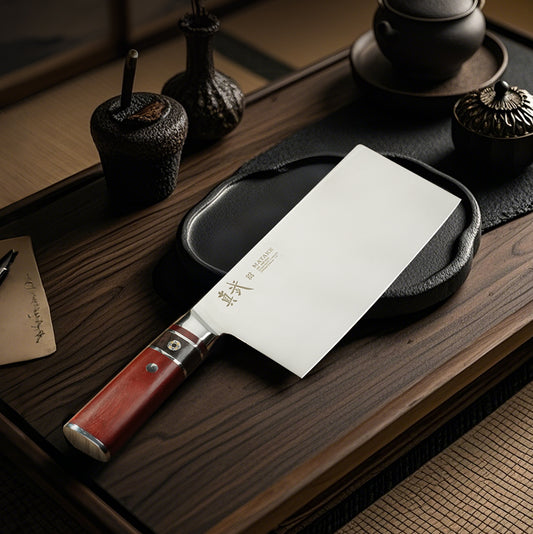 Shinbu Chinese-Style Slicing Knife – High-Quality 440 Stainless Steel, Ebony & Cocobolo Handle, Kitchen Chef’s Knife