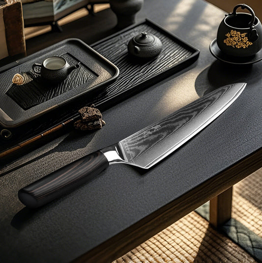 Shinbu Damascus Chef Knife – SKD-11 Steel, Multi-Purpose Slicing Knife, Premium Kitchen Tool