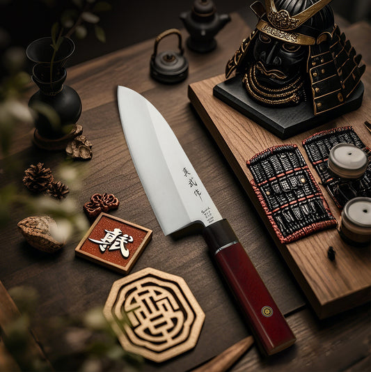Shinbu Japanese Fish Head Deba Knife – Sandvik Steel, Thick-Back Boning & Sashimi Knife, Ebony & Cocobolo Handle